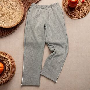 校服裤子浅灰色反光条宽松加肥加大码运动裤学生校裤直筒卫裤速干