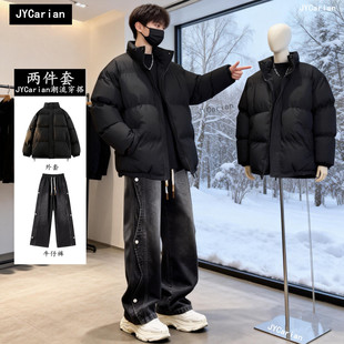冬季2025新款棉衣外套加厚搭配一套保暖套装男生港风潮流帅气棉服