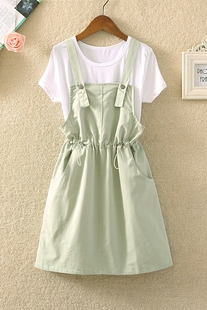 女童连衣裙短袖套装2026夏装新款背带裙子12岁中大童高级感两件套