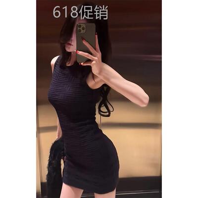 纯欲风辣妹无袖针织洋装女春夏小个子性感气质别致内搭包臀裙子
