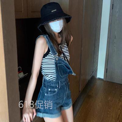 牛仔抱婴袋裤女夏新款韩系设计感显瘦显腿长气质高腰短裤小个子百