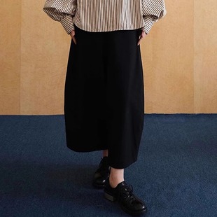 黑色 9分休闲裤 极简 微茧型 宽腿 WASSAW