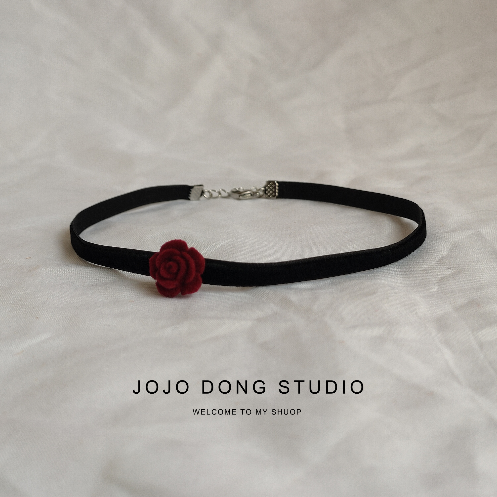 优雅玫瑰花choker复古气质项圈