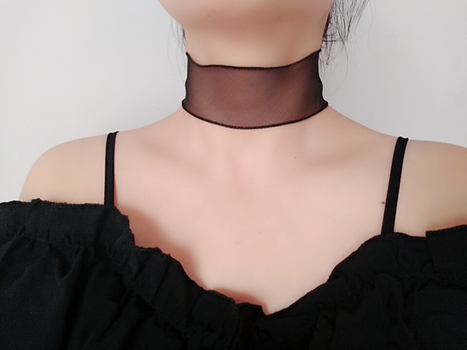 手工宽边choker 荷叶边项圈雪纺锁骨颈带简约蕾丝颈带锁骨链
