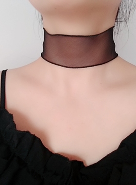 choker手工宽边项圈蕾丝锁骨链
