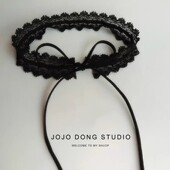 手作饰品日韩原宿黑色蕾丝系带choker短款 项链颈链项圈锁骨链