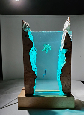 文创饰品治愈系情侣生日礼物海洋海龟潜水员USB小夜灯树脂摆件