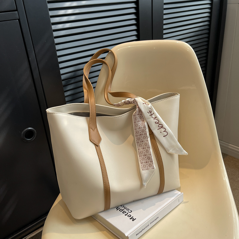 Big bag, women's large capacity bag, 2024 new shoulder bag, handbag, shoulder bag, high-end women's sandwich commuting tote bag (11033:23962:color classification:Bai Peizong)