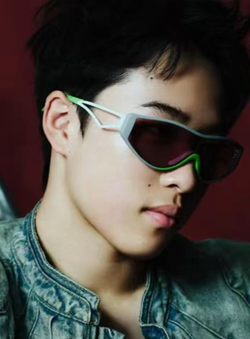 一体防风拼色痞帅开车墨镜复古风