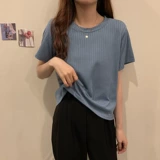 Шелковая летняя тонкая белая трикотажная короткая брендовая футболка, свободный крой