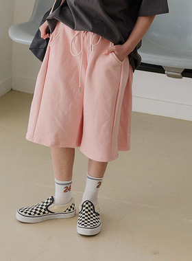 中大童女童纯色宽松七分短裤 Dore韩国代购童装26夏款儿童中裤431