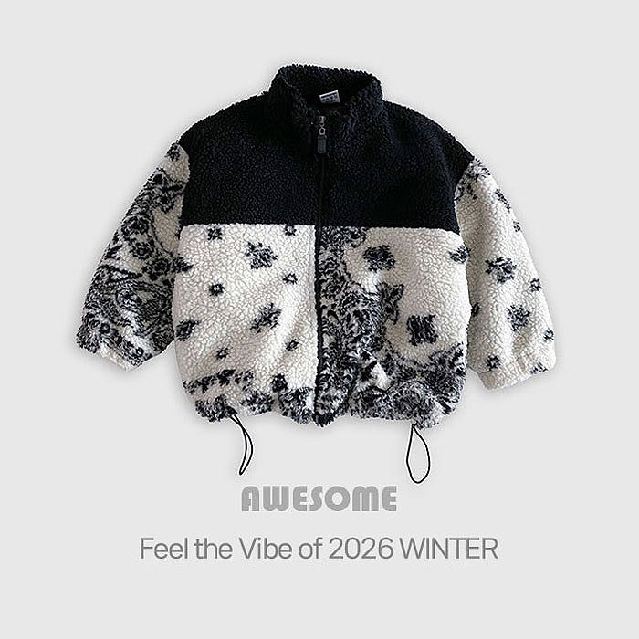 中大童男女童撞色加厚羊羔绒外套 Awesome韩国代购童装26冬季666