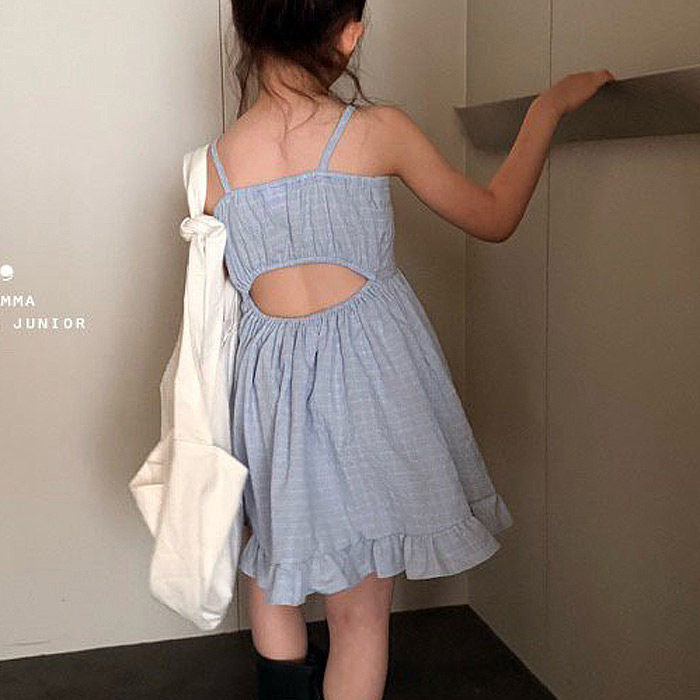 中大童女童洋气露腰菲边吊带连衣裙 COMMA韩国代购童装26夏款605