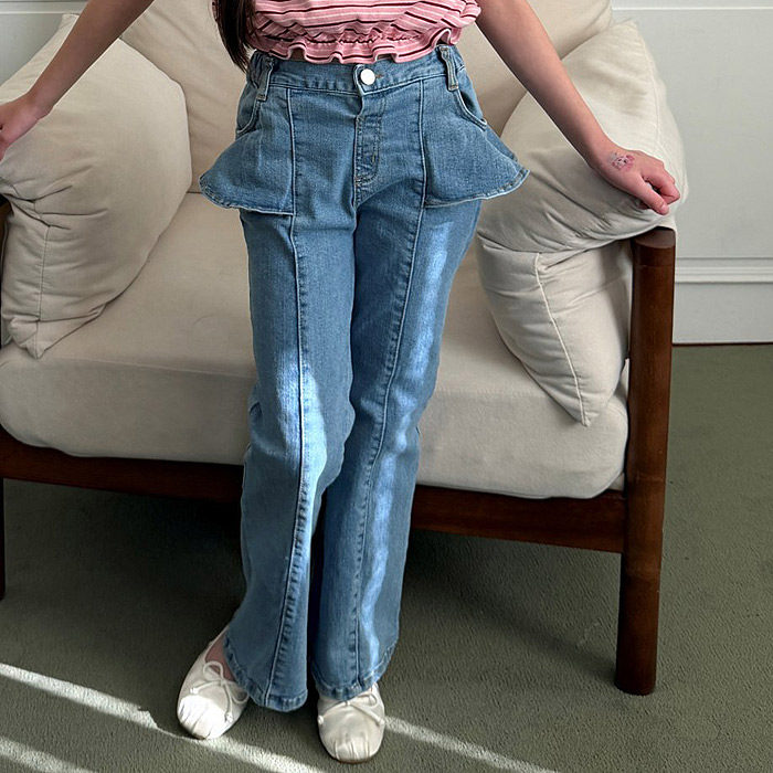 儿童洋气喇叭牛仔裤 ELLY韩国代购南大门童装26春款女童裙裤529