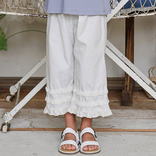 儿童小童甜美荷叶边宽松休闲裤FLO韩国代购童装26夏款女童裤子551