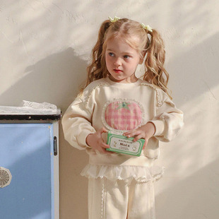 女童小童网纱菲边番茄圆领卫衣FLO韩国进口童装代购25春款儿童551