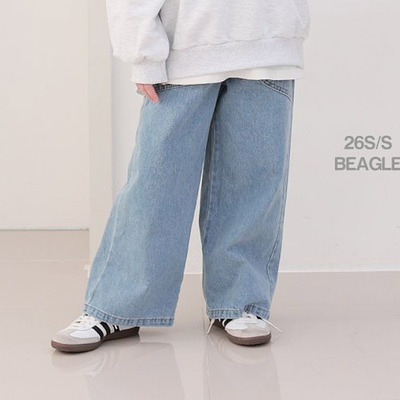中大童男女童时尚直筒牛仔裤 Beagle韩国代购童装26春季款长裤740