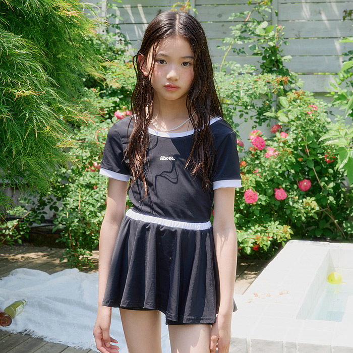 中大童女童洋气短袖裙子连体泳衣 SM2韩国代购童装26夏款儿童873