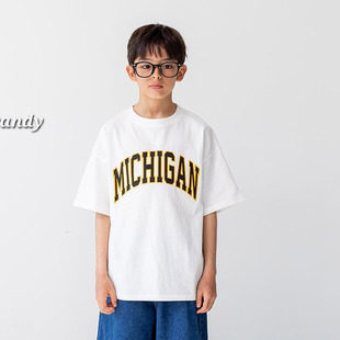 中大童宽松字母短袖T恤 CottonCandy韩国代购童装26夏男童上衣511