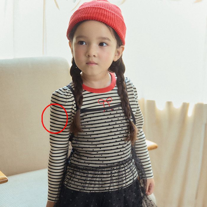 女童儿童条纹蝴蝶结公主泡泡袖T恤 JAZZ韩国南大门童装25秋季新款