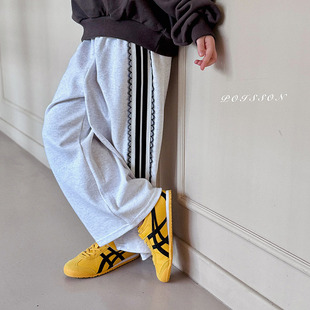 中小童蕾丝条杠直通休闲裤POISSON韩国南大门童装26春儿童女童143