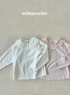 公主蕾丝翻领T恤 MilkPowder韩南大门童装代购26春款儿童女童542