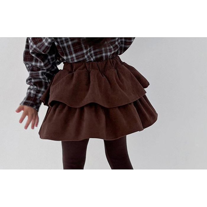儿童灯芯绒蛋糕短裙韩国进口童装25冬款中大女童防走光半身裙2301