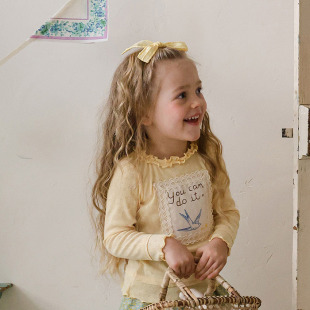 26春儿童打底衫 女童小童木耳领长袖 代购 FLO韩国南大门童装 551 T恤