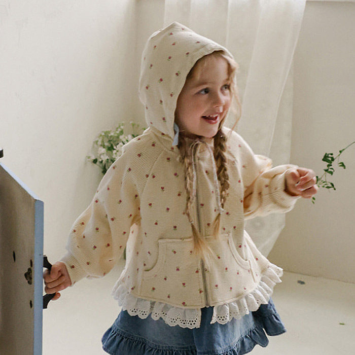 儿童小童碎花菲边连帽外套 FLO韩国南大门童装代购26春款女童551,童装/婴儿装/亲子装,普通外套,淘宝优惠券,粉丝福利购,淘宝优惠卷