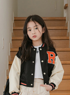 现货15码 儿童字母拼色棒球外套Dore韩国童装春款中大女童外衣431
