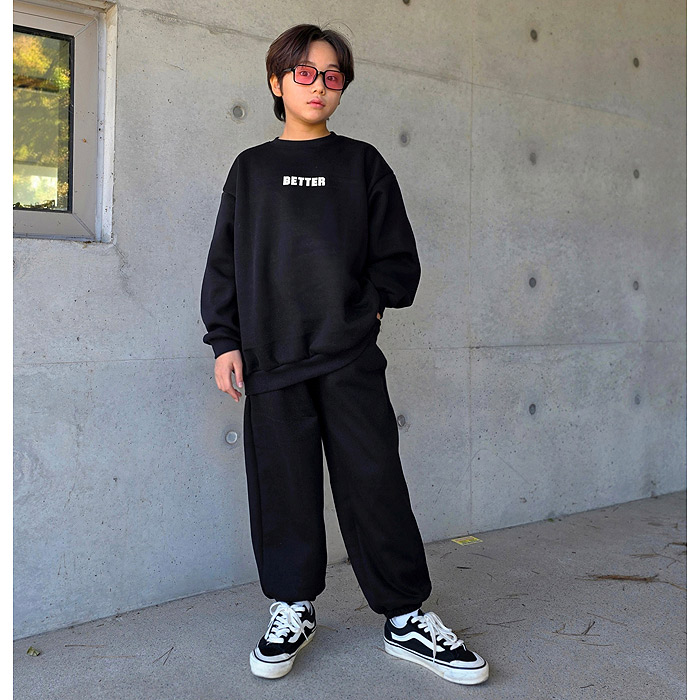 儿童字母加绒休闲套装 韩国南大门童装25冬款中大男女童运动服644