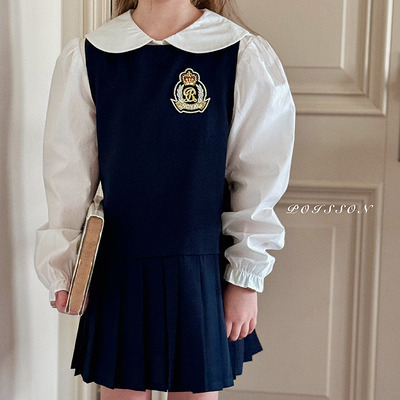 中小童学院风刺绣背心裙 POISSON韩国南大门童装26春儿童女童143