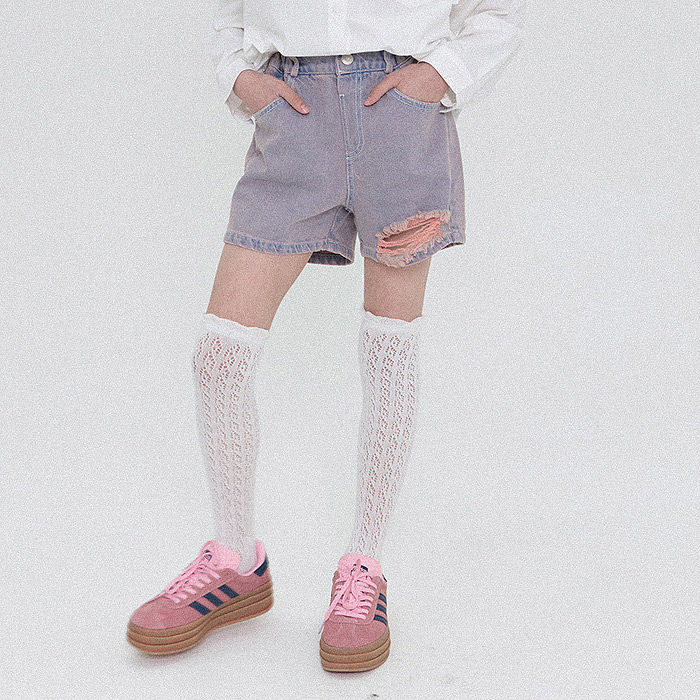 中大童女童时尚破洞牛仔短裤 FORK韩国代购进口童装26春款儿童349