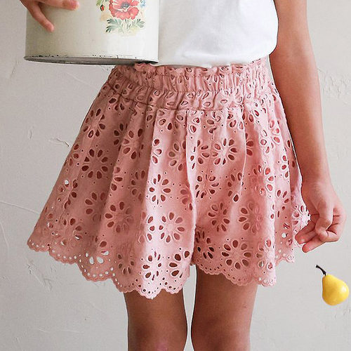 儿童小童甜美镂空波浪边短裤FLO韩国代购南大门童装26夏款女童551