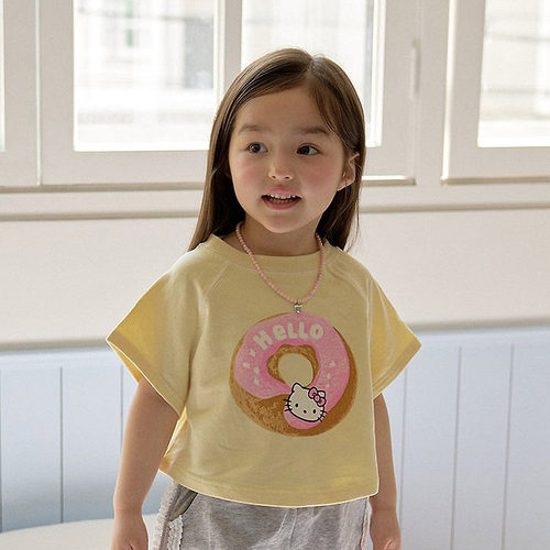 女童小童甜甜圈短款短袖T恤 berry韩国童装代购26夏款儿童上衣040