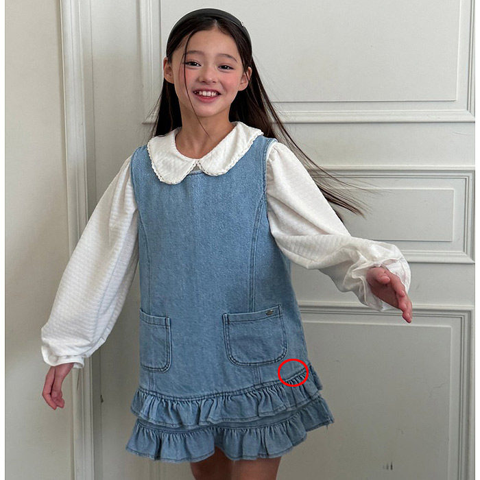 儿童时尚牛仔蛋糕背心连衣裙 ELLY韩国代购童装26春款女童裙子529