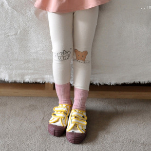 Momoann女童蛋糕熊波浪边打底裤 5折 春秋款 韩国童装 452M8 现货7码