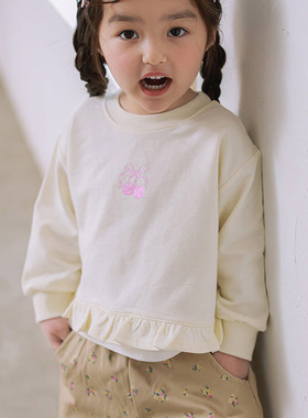 JAZZ女童樱桃菲边长袖T恤 韩国南大门童装代购26春款儿童上衣6801