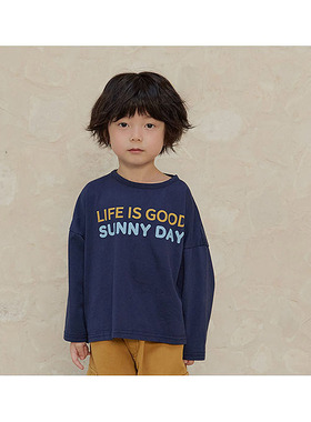 儿童字母圆领长袖T恤 NAVI韩国童装代购26春中大男女童打底衫003