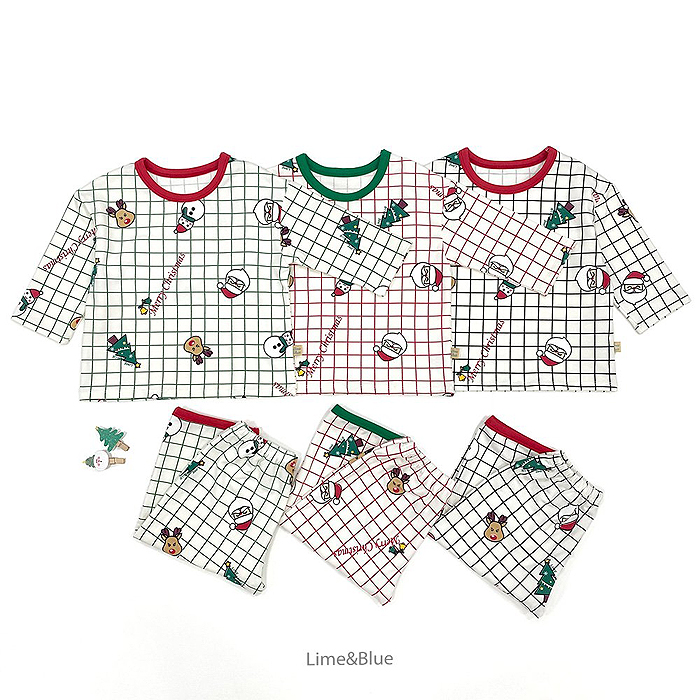 儿童家居服 韩国代购进口童装2025冬款男女童格子圣诞内衣套装407