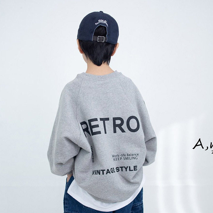 儿童字母时尚休闲插肩袖卫衣 AME韩国代购童装26春款中大男童508