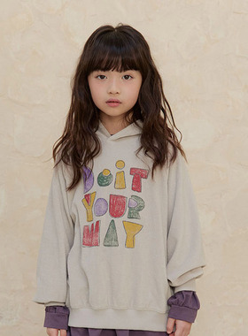 儿童彩色字母连帽卫衣 NAVI韩国进口童装代购26春款中大男女童003