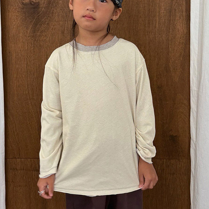 中大童男女童亲子两面穿长袖T恤 GoU韩国代购童装26秋儿童上衣622