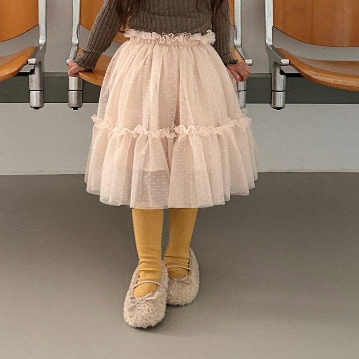中大童女童洋气甜美网纱中长短裙 ELLY韩国代购童装26秋半身裙529