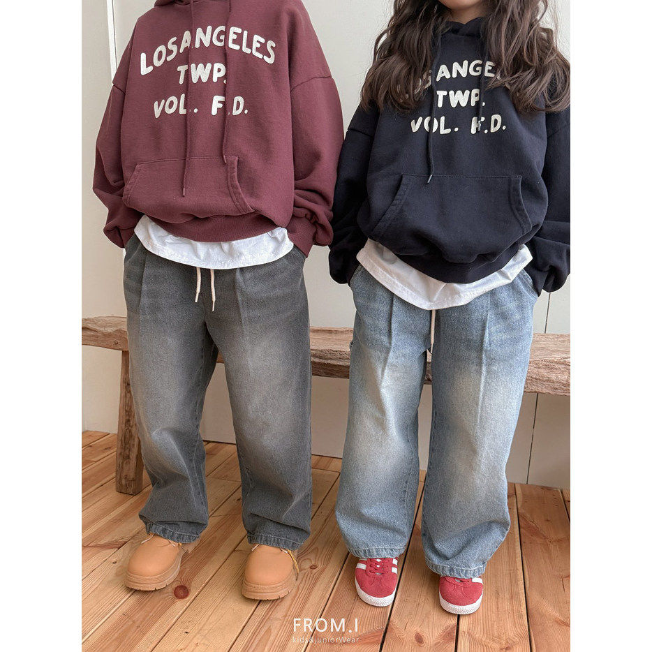 儿童洋气松紧腰牛仔裤FROMI韩国代购童装26春款中大男女童长裤515