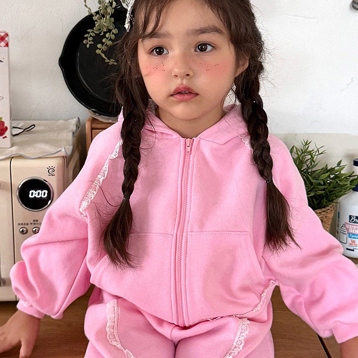 中大童女童蕾丝花边连帽卫衣外套second韩国代购童装26秋小童7711