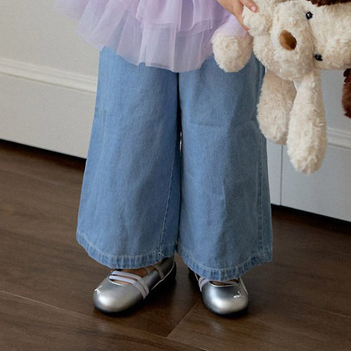 女童小童时尚百搭牛仔阔腿裤berry韩国童装代购26夏款儿童长裤040