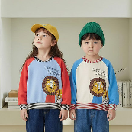 卡通狮子拼色插肩袖T恤 OrangeMom韩国代购童装26春男女童儿童613,童装/婴儿装/亲子装,T恤,淘宝优惠券,粉丝福利购,淘宝优惠卷