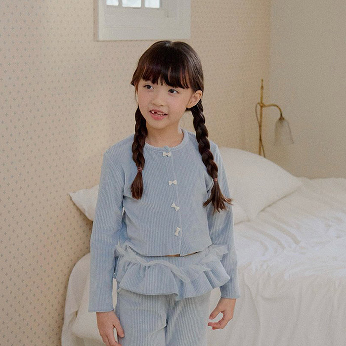 代购儿童条绒蝴蝶结开衫外套 LAGO韩国南大门童装2025冬款女童564