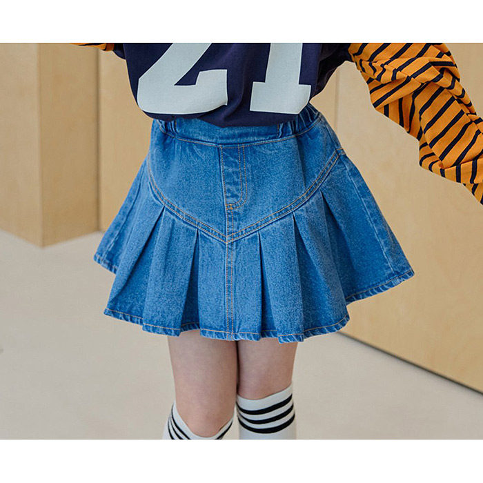 中大童女童时尚牛仔百褶裙裤 Dore韩国代购童装26春款儿童短裙431